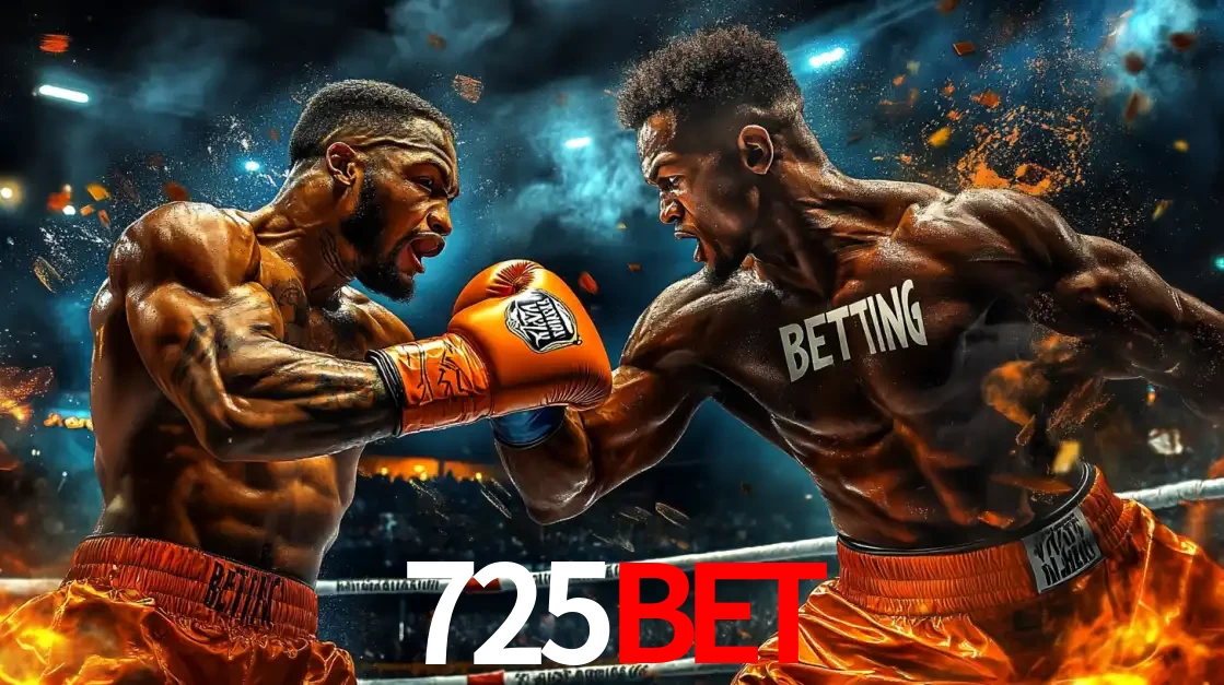 Dois boxeadores em uma luta intensa e explosiva, representando a adrenalina e as oportunidades de apostas em esportes de combate disponíveis na plataforma 725BET.