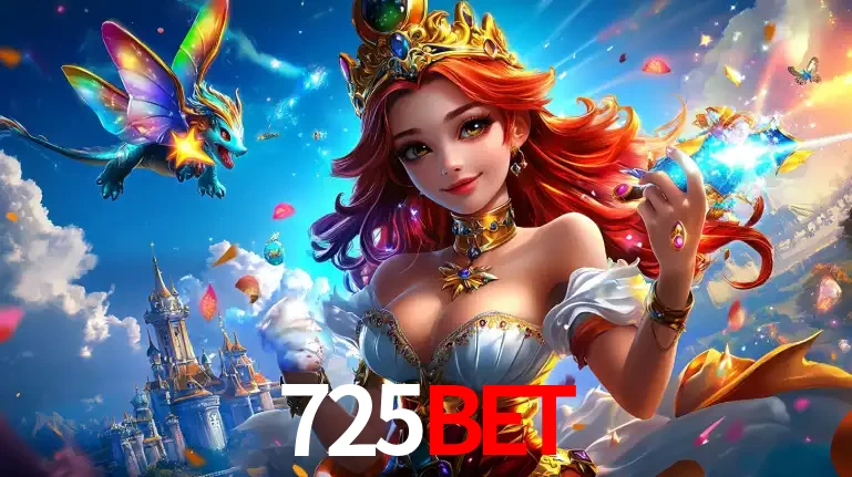 A princesa de um reino de fantasia mágico, com seu pequeno dragão, apresentando um mundo de prêmios encantados nos jogos de caça-níqueis do cassino 725BET.